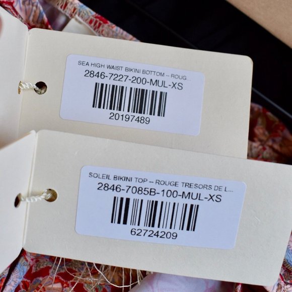 NWT DOEN Soleil Bikini Top Sea High Waist Bottom SET Rouge Tresors De La Mer - Picture 11 of 11